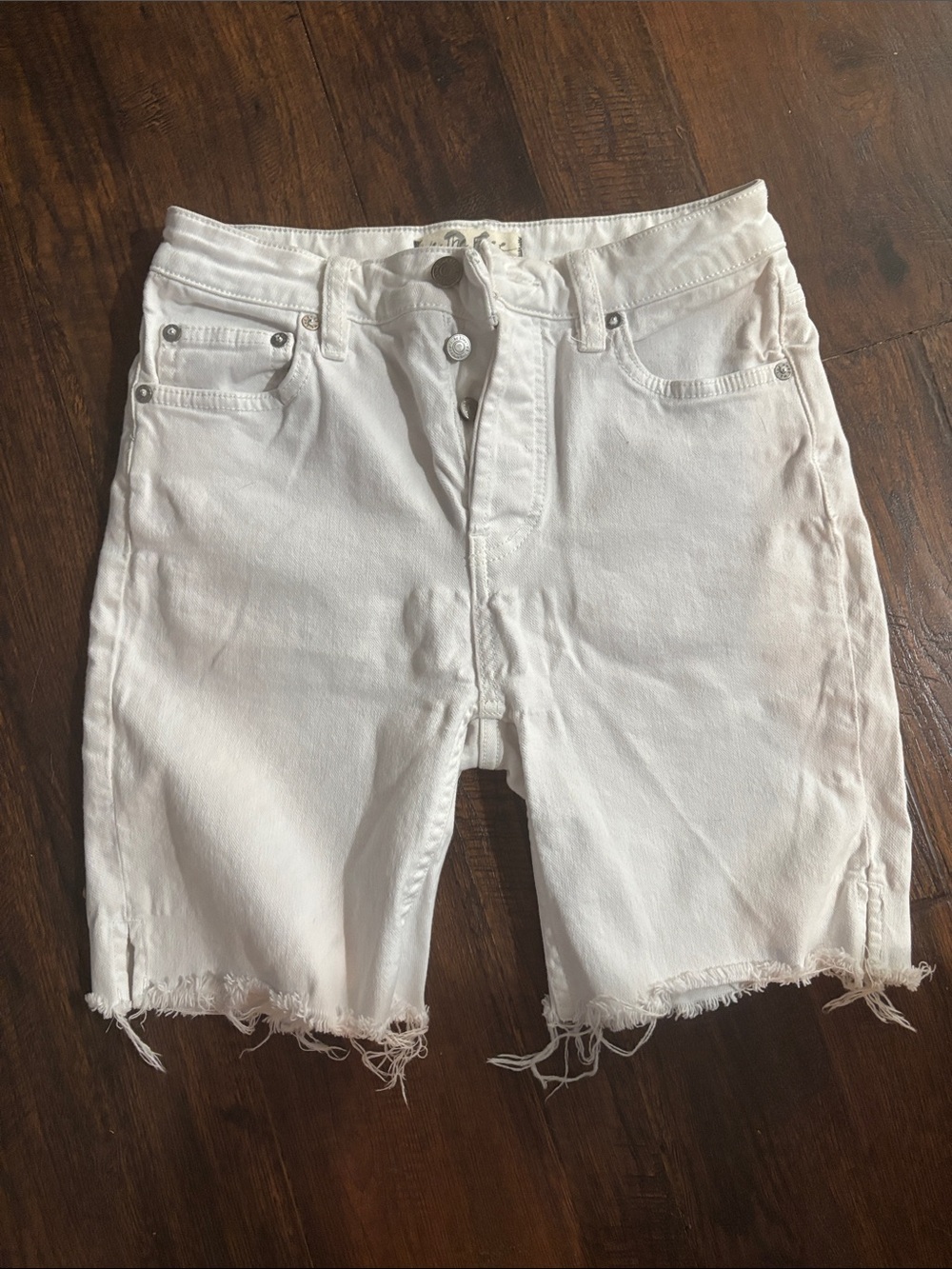 We The Free White High-Rise Distressed Jean Shorts